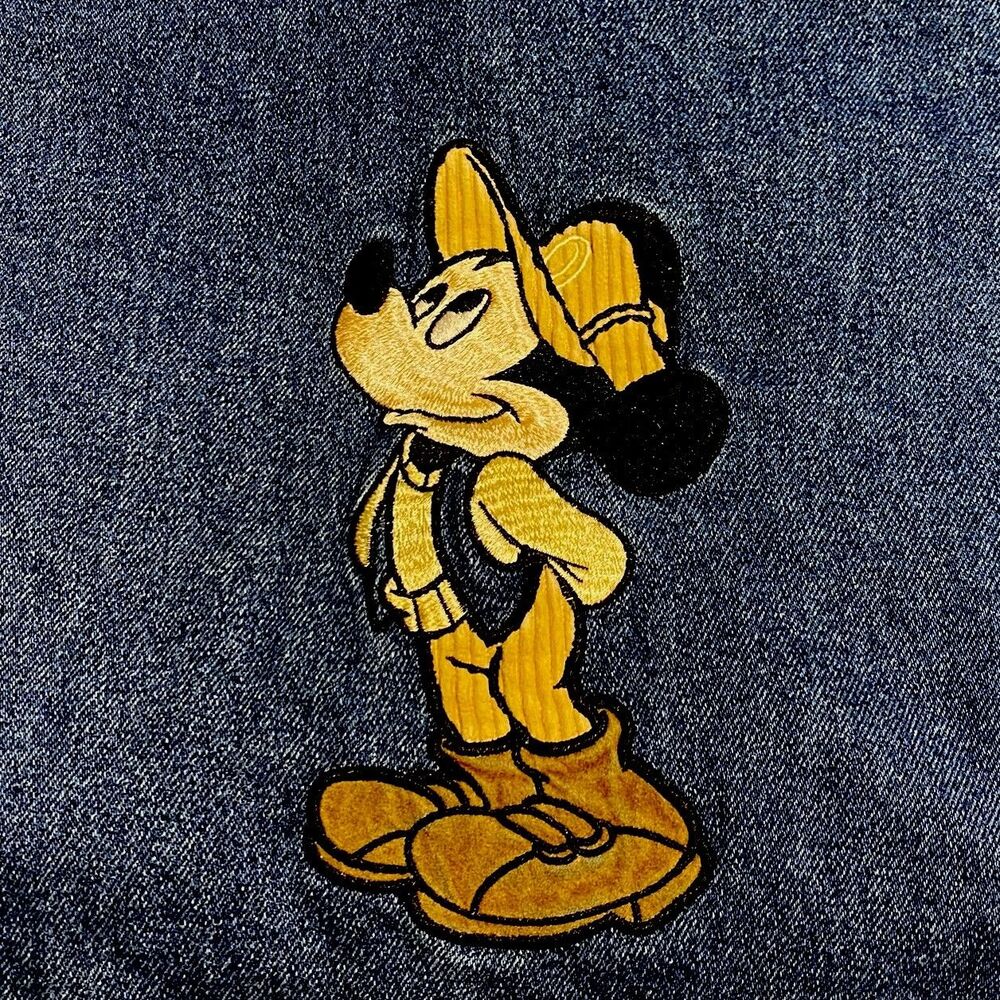 Vtg Disney Kids Mickey Mouse Denim Jacket S Chore Trucker Corduroy Embroidered